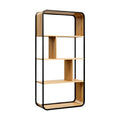 **Technische Titel in het Nederlands: Moderne open boekenkast met houten planken en metalen frame**