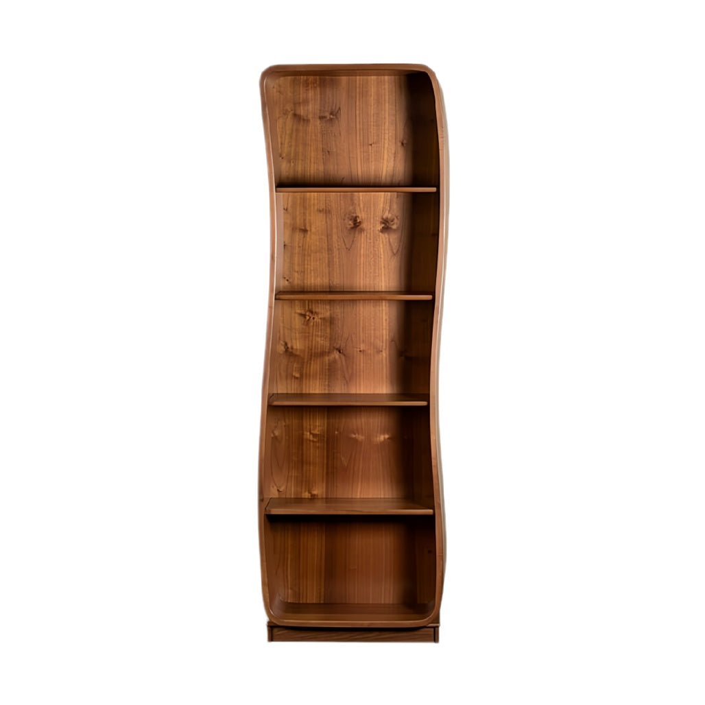 Titel in het Nederlands: **Moderne, golvende houten boekenkast met zes planken**
